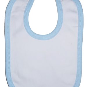 White Interlock Bib Blue Binding 1023wb