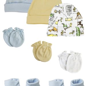 Preemie Baby Boy Caps With Infant Mittens And Booties - 8 Pack Nc_0211