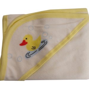 Hooded Towel With Yellow Binding And Screen Prints 021sy