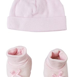 Preemie Baby Cap & Bootie Set - Pink 033ppink