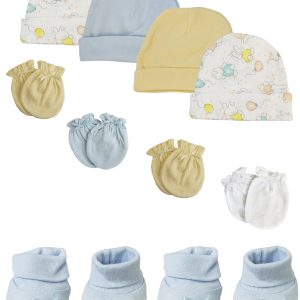 Preemie Baby Boy Caps With Infant Mittens And Booties - 10 Pack Nc_0206