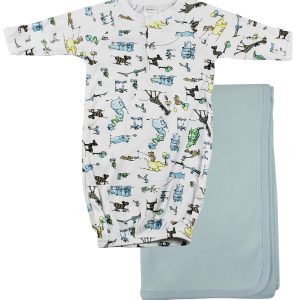 Print Infant Gown And Recieving Blanket Cs_0094