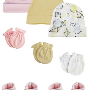 Preemie Baby Girl Caps With Infant Mittens And Booties - 8 Pack Nc_0221