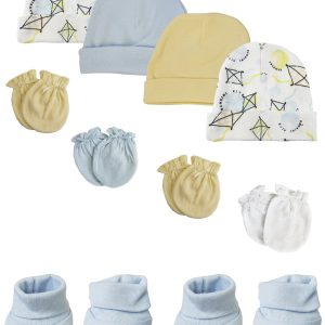 Preemie Baby Boy Caps With Infant Mittens And Booties - 10 Pack Nc_0218