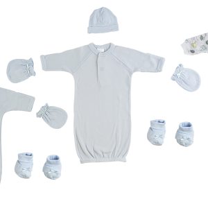 Preemie Boys Gowns, Sleep-n-play, Caps, Mittens And Booties - 8 Pc Set Cs_0069