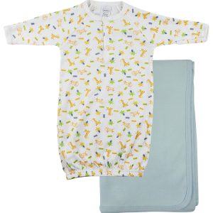Print Infant Gown And Recieving Blanket Cs_0099