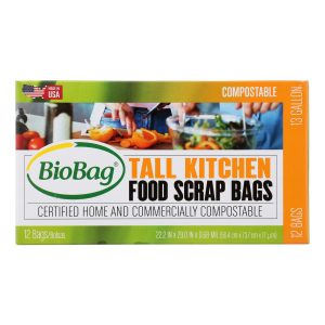 BioBag - 13 Gallon Tall Food Waste Bags - Case of 12 - 12 Count