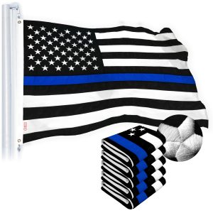 Thin Blue Line Flag 2x3FT 5-Pack Embroidered Spun Polyester By G128