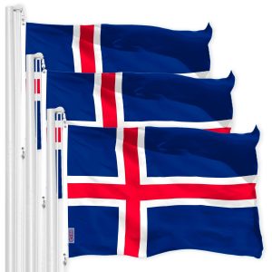 Iceland Icelandic Flag 3x5 Ft 3-Pack 150D Printed Polyester By G128