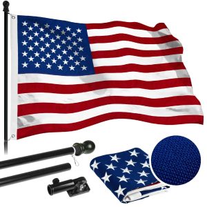G128 - 5 Feet Tangle Free Spinning Flagpole (Black) USA American Flag Brass Grommets Spun Polyester 2.5x4 ft (Flag Included) Aluminum Flag Pole