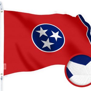 G128 Tennessee TN State Flag | 2x3 Ft | StormFlyer Series Embroidered 220GSM Spun Polyester | Embroidered Design, Indoor/Outdoor, Brass Grommets, Heavy Duty, All Weather