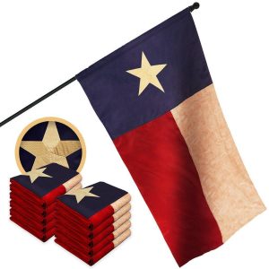G128 10 Pack: Texas Tea-Stained Flag | 1x1.5 Ft | ToughWeave Pro Series Pole Sleeve Embroidered 420D Polyester | Embroidered Design, Indoor/Outdoor, High Quality, NO Flagpole Included