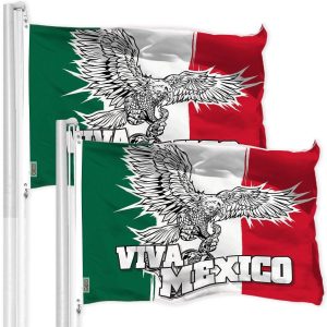 G128 2 Pack: Mexico Mexican Viva Mexico Flag | 3x5 Ft | LiteWeave Pro Series Printed 150D Polyester | Specialty Flag, Vibrant Colors, Brass Grommets, Thicker and More Durable Than 100D 75D Polyester