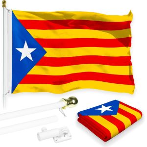 Flag Pole 6FT White Tangle Free & Blue Estelada Flag 3x5 Ft Combo Printed 150D Polyester By G128