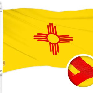 G128 New Mexico State Flag | 2.5x4 Ft | ToughWeave Series Embroidered 300D Polyester | Embroidered Design, Indoor/Outdoor, Brass Grommets