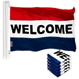 Welcome Sign Business Flag 3x5 Ft 5-Pack Printed 150D Polyester By G128