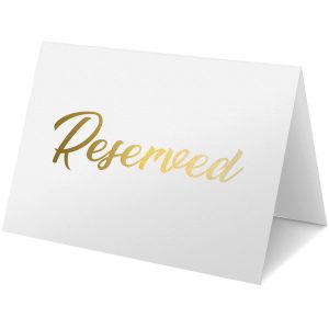 10 Pack Gold Reserved Table Signs for Wedding Party Restaurant   Double Sided Reserved Table Signs   Gold Reserved Signs for Tables   Gold Table Reserved Cards   White Paper Reserved Table Tent Card