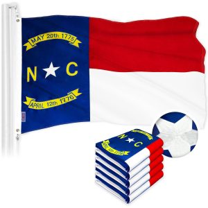 G128 5 Pack: North Carolina State Flag | 2.5x4 Ft | ToughWeave Series Embroidered 300D Polyester | Embroidered Design, Indoor/Outdoor, Brass Grommets