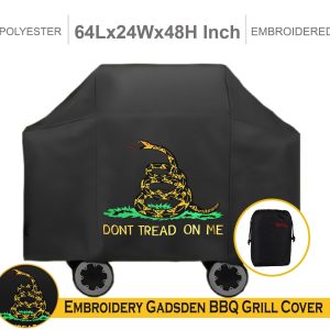 G128 Don't Tread On Me Gadsden Grill Cover | 64 inch | Gas Grill Cover Waterproof, UV Resistant BBQ Grill Cover, Fits Most Brands of Grills