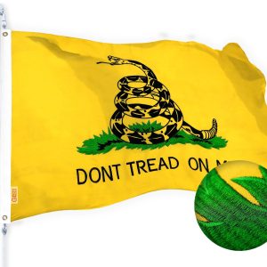 G128 Dont Tread on Me (Gadsden) Flag | 2x3 feet | Heavy Duty Spun Polyester 220GSM Embroidered, Tough, Durable, Indoor/Outdoor, Vibrant Colors, Brass Grommets