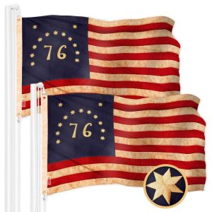 G128 2 Pack: Bennington 76 Tea-Stained Flag | 3x5 Ft | ToughWeave Pro Series Embroidered 420D Polyester | Historical Flag, Embroidered Design, Indoor/Outdoor, Brass Grommets, High Quality