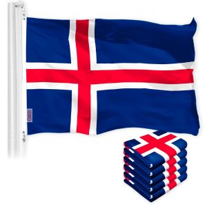 Iceland Icelandic Flag 3x5 Ft 5-Pack 150D Printed Polyester By G128