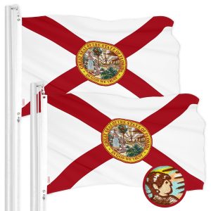 G128 2 Pack: Florida FL State Flag | 2.5x4 Ft | ToughWeave Series Embroidered 210D Polyester | Embroidered Design, Indoor/Outdoor, Vibrant Colors, Brass Grommets