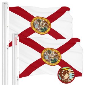 G128 2 Pack: Florida FL State Flag | 5x8 Ft | ToughWeave Series Embroidered 210D Polyester | Embroidered Design, Indoor/Outdoor, Vibrant Colors, Brass Grommets