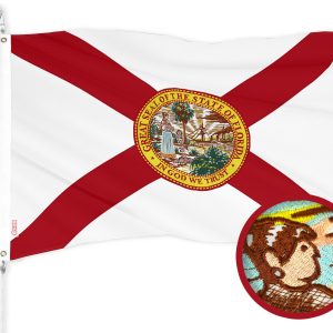 G128 Florida FL State Flag | 2x3 Ft | ToughWeave Series Embroidered 210D Polyester | Embroidered Design, Indoor/Outdoor, Vibrant Colors, Brass Grommets