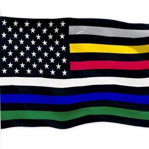Thin Line Civil Services Flag | 3x5 Ft | LiteWeave Pro Series Printed 150D Polyester | Duty and Honor Flag Gray Yellow Red White Blue Green Line Vibrant Colors Brass Grommets