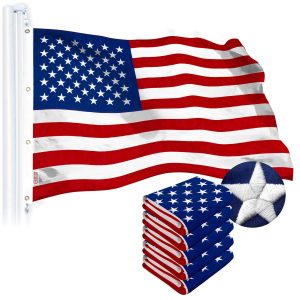 G128 5 PACK: USA American Flag 8x12FT Embroidered Spun Polyester