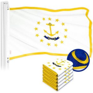 Rhode Island RI State Flag 3x5 Ft 5-Pack Embroidered Polyester By G128