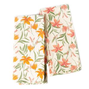 The Fine Living Co. 100% Cotton Kitchen Towels Set of 2 18 x 28 inches Ornamental Printed Dish Towels Hand Towels Boho Tea Towels   Multifunctional Stylish Absorbent Quick Dry Soft