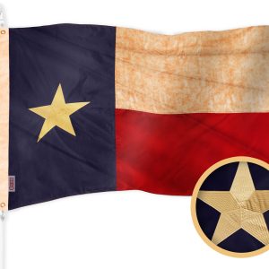 G128 Texas Tea-Stained TX State Flag | 3x5 Ft | Embroidered 420D Polyester - Embroidered Stars, Sewn Stripes, Brass Grommets, Indoor/Outdoor, Vibrant Colors, Quality Polyester