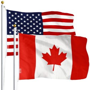 Combo Pack: USA American Flag 3x5 Ft 75D Printed Stars & Canada (Canadian) Flag 3x5 Ft 75D Printed
