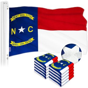 G128 10 Pack: North Carolina State Flag | 2x3 Ft | ToughWeave Series Embroidered 300D Polyester | Embroidered Design, Indoor/Outdoor, Brass Grommets