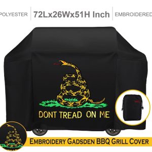 G128 Don't Tread On Me Gadsden Grill Cover | 72 inch | Gas Grill Cover Waterproof, UV Resistant BBQ Grill Cover, Fits Most Brands of Grills