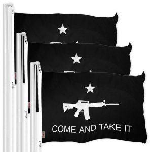 Come and Take It Rifle Black Flag 3x5 Ft 3-Pack Printed 150D Polyester By G128