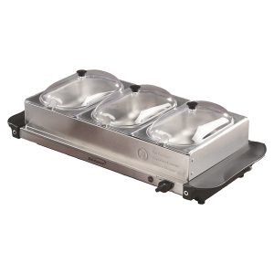 Brentwood BF-315 180-Watt 4.5-Qt. 3-Pan Buffet Server and Warming Tray, Silver