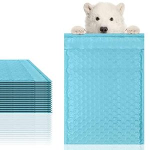 Amiff Pack of 25 Light Blue Poly Bubble Mailers 6.5 x 9 Padded Envelopes 6 1/2 x 9 Waterproof Cushion Bags with Peel and Seal Closure Mailing Pouches for Shipping Wrapping Packing