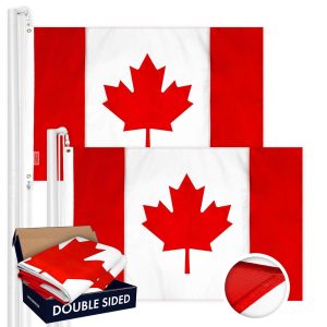 G128 2 Pack: Canada Canadian Flag | 3x6 Ft | Double ToughWeave Series Double Sided Embroidered 210D Polyester | Country Flag, Embroidered Design, Indoor/Outdoor, Brass Grommets, Heavy Duty, 3-ply
