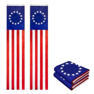 – 2 Pack: Betsy Ross American Patriotic Bunting & Flag Pulldown 13 Embroidered Stars in Circle Pattern with 5 Fully Sewn Stripes decorative bunting 20  x8' Red White Blue