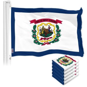 G128 5 Pack: West Virginia WV State Flag | 3x5 Ft | LiteWeave Pro Series Printed 150D Polyester | Indoor/Outdoor, Vibrant Colors, Brass Grommets, Thicker and More Durable Than 100D 75D Polyester