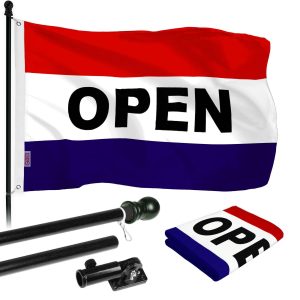 G128 - 6 Feet Tangle Free Spinning Flagpole (Black) Open Brass Grommets Printed 3x5 ft (Flag Included) Aluminum Flag Pole