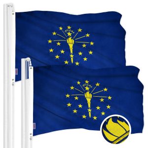 G128 2 Pack: Indiana IN State Flag | 2.5x4 Ft | ToughWeave Series Embroidered 300D Polyester | Embroidered Design, Indoor/Outdoor, Brass Grommets