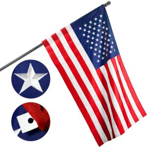 American USA Flag | 1x1.5 Ft | ToughWeave Series Pole Sleeve Embroidered 210D Polyester | Country Flag Embroidered Stars Sewn Stripes Indoor Outdoor NO Flagpole Included