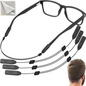 Adjustable Glasses Strap   3 Pcs Eyeglasses Strap Holders   No Tail Sunglasses Strap for Men Women   Eye Glasses Holders Around Head or Neck Glasses Lanyard String Straps