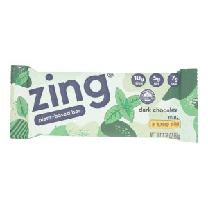 Zing Bars - Nutrition Bar - Dark Chocolate Sunflower Mint - Nut Free - 1.76 oz Bars - Case of 12