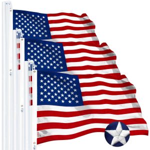 G128 3 PACK: USA American Flag 3x5 Ft Embroidered Spun Polyester
