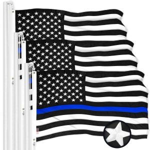 G128 3 Pack: Thin Blue Line Flag | 20x30 In | ToughWeave Series Embroidered 300D Polyester | Duty and Honor Flag, Embroidered Design, Indoor/Outdoor, Brass Grommets